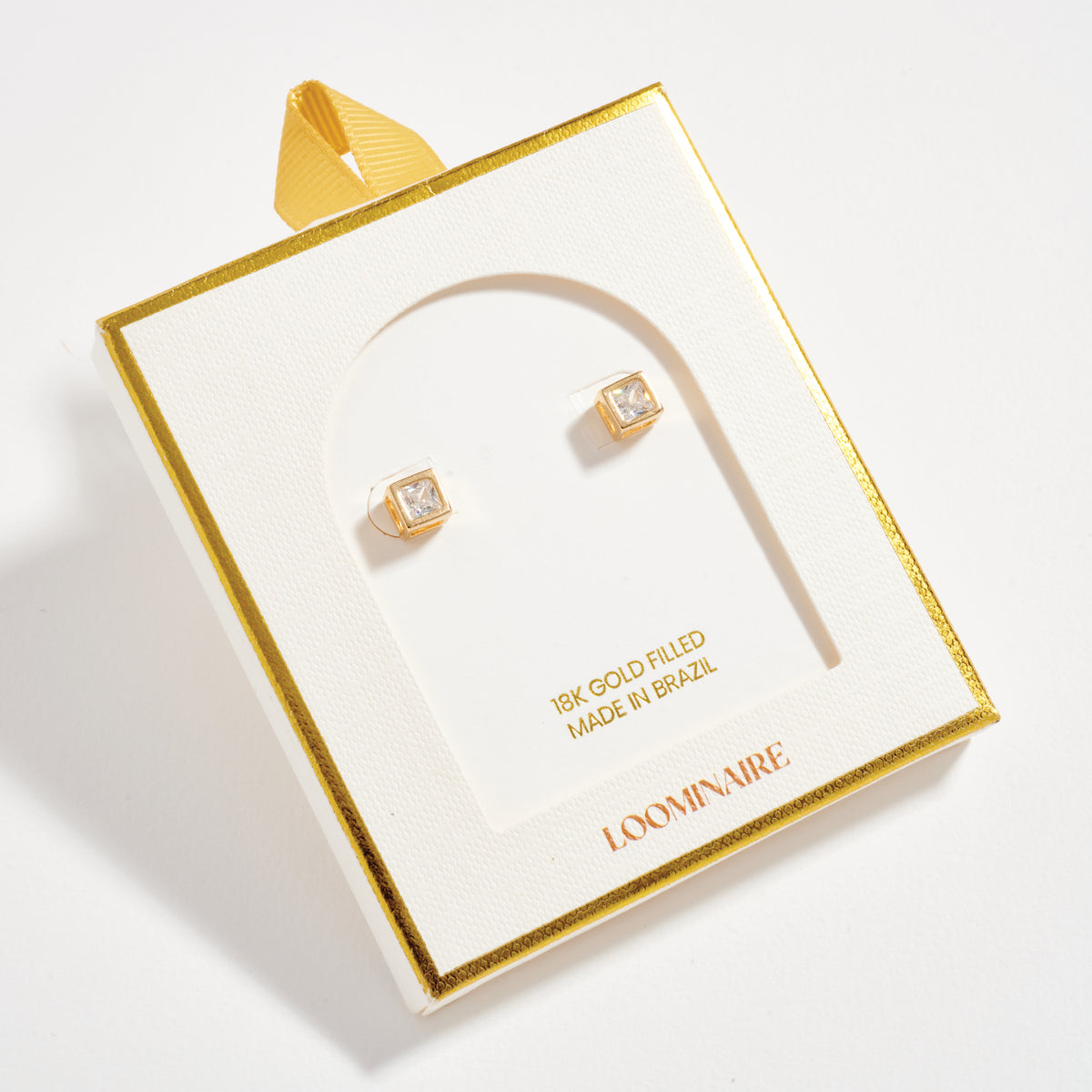 Gold Filled Cube Crystal Stud Earrings