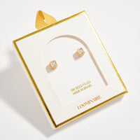 Gold Filled Cube Crystal Stud Earrings