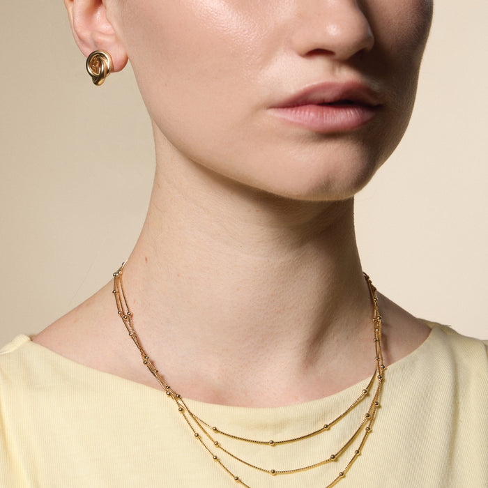 Gold Filled Layered Beaded Chain Necklace