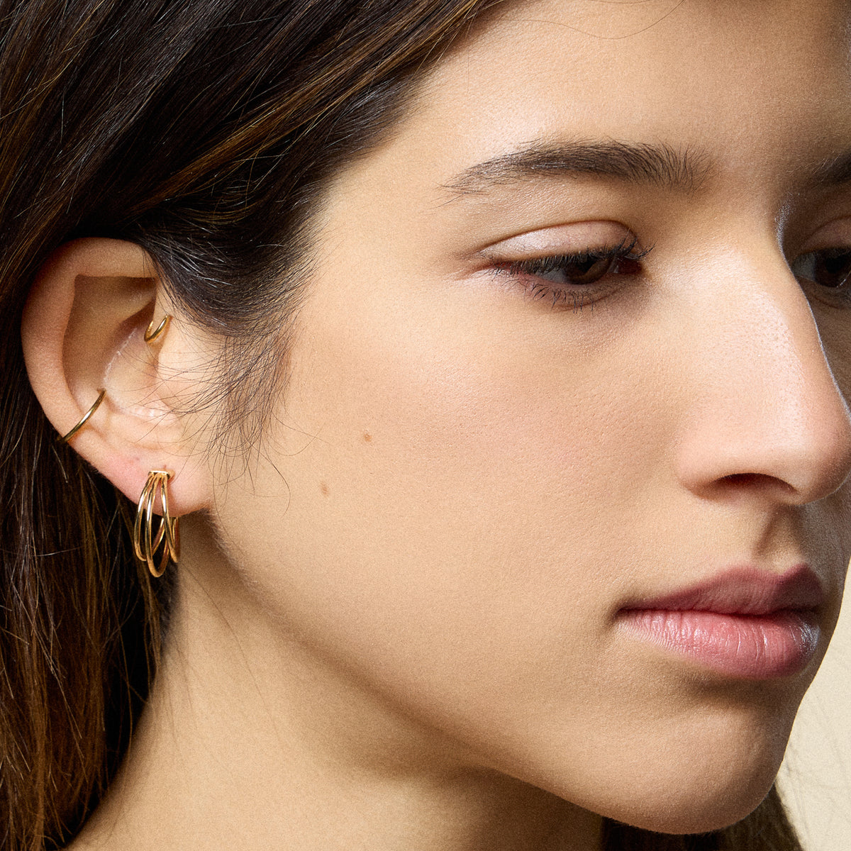 Gold Filled Triple Hoop Earrings – Modern Layered Small Hoops