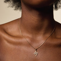 Gold Filled Palm Tree Pendant Necklace with Cubic Zirconia