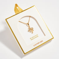 Gold Filled Palm Tree Pendant Necklace with Cubic Zirconia