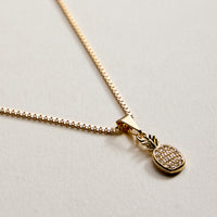 Gold Filled Pineapple Pendant Necklace with CZ Crystals