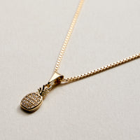 Gold Filled Pineapple Pendant Necklace with CZ Crystals