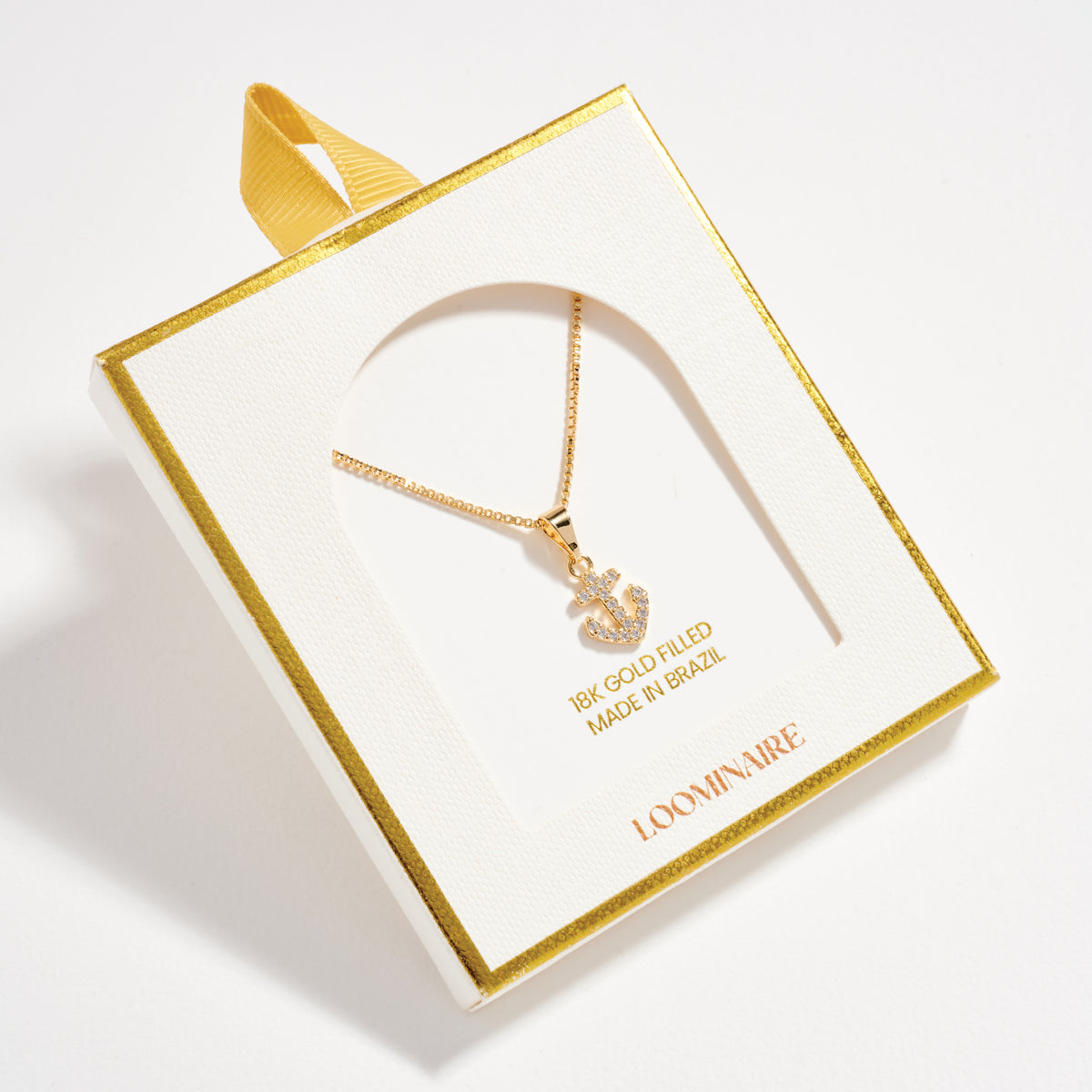 Gold Filled CZ Anchor Pendant Necklace