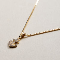 Gold Filled CZ Anchor Pendant Necklace