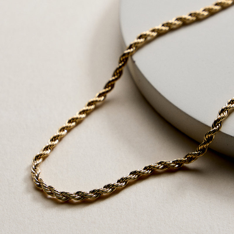 Gold Filled 2mm Twisted Rope Chain Necklace