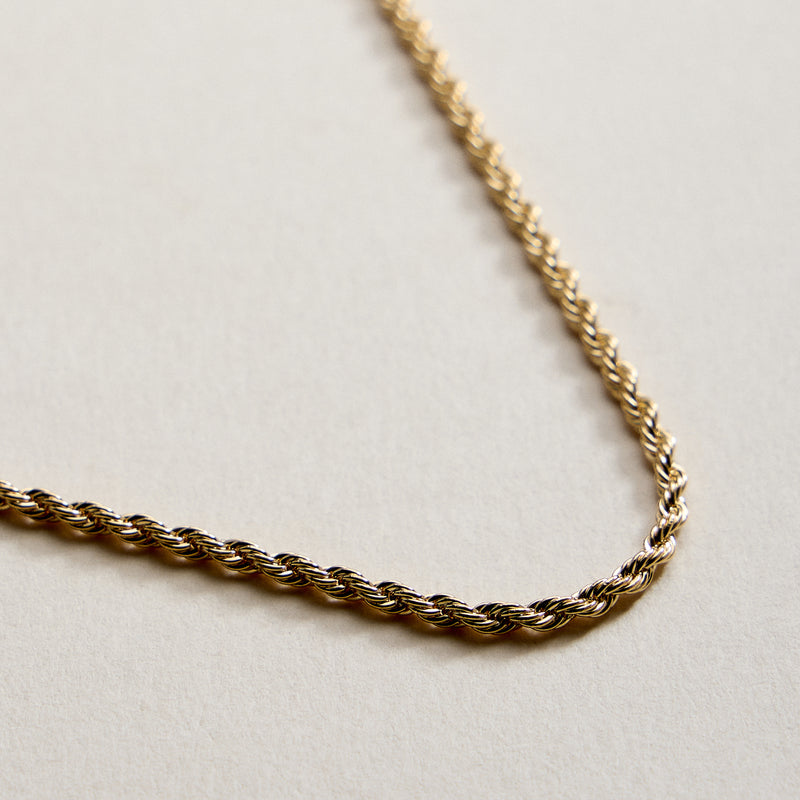 Gold Filled 2mm Twisted Rope Chain Necklace