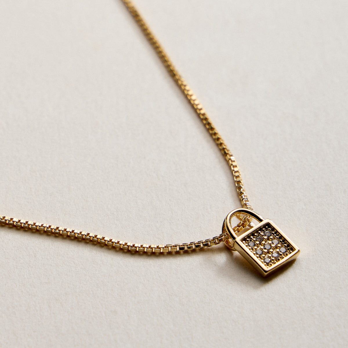 Gold Filled Padlock Pendant Necklace