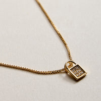 Gold Filled Padlock Pendant Necklace