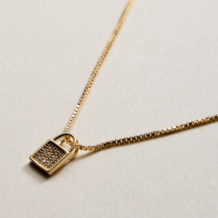 Gold Filled Padlock Pendant Necklace