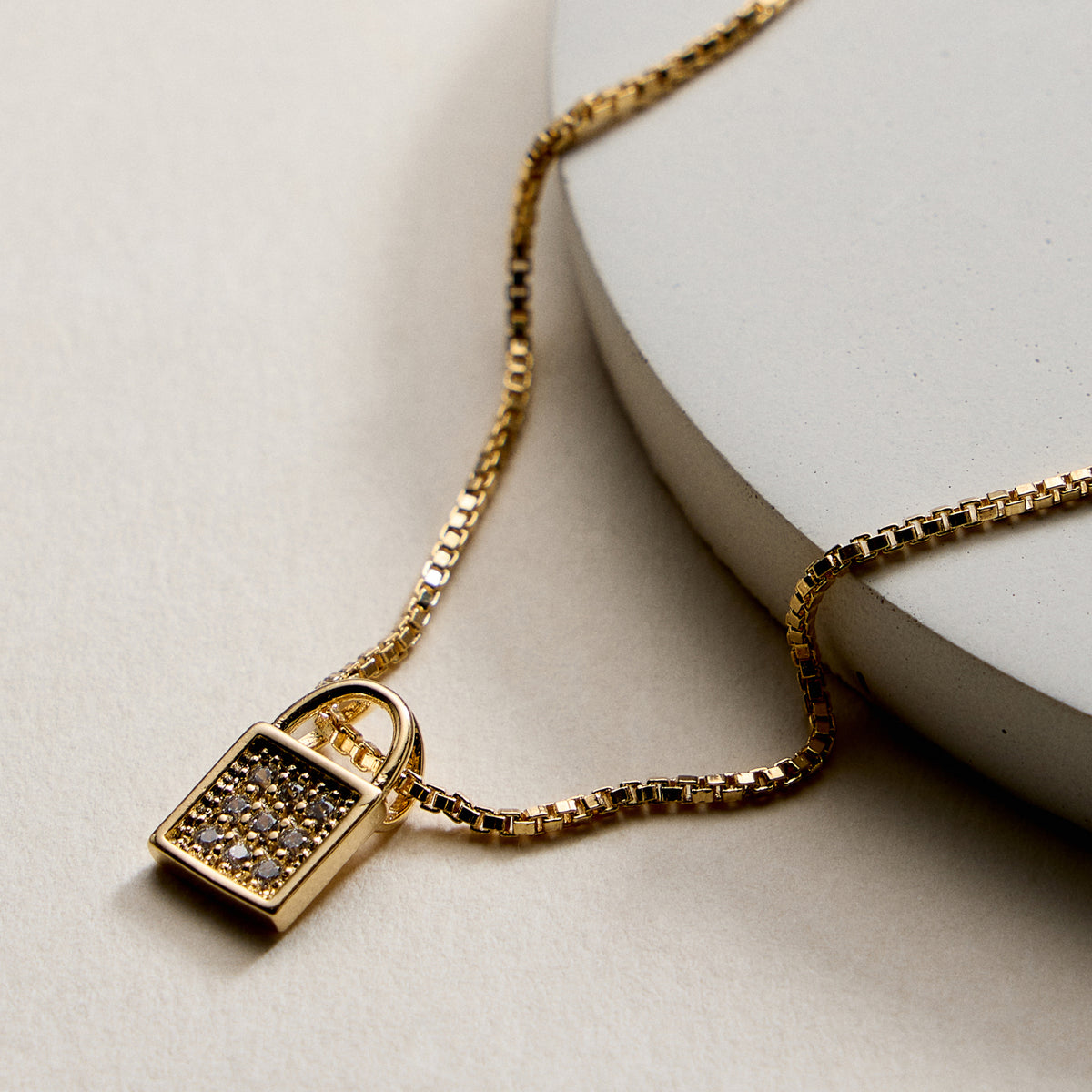 Gold Filled Padlock Pendant Necklace 