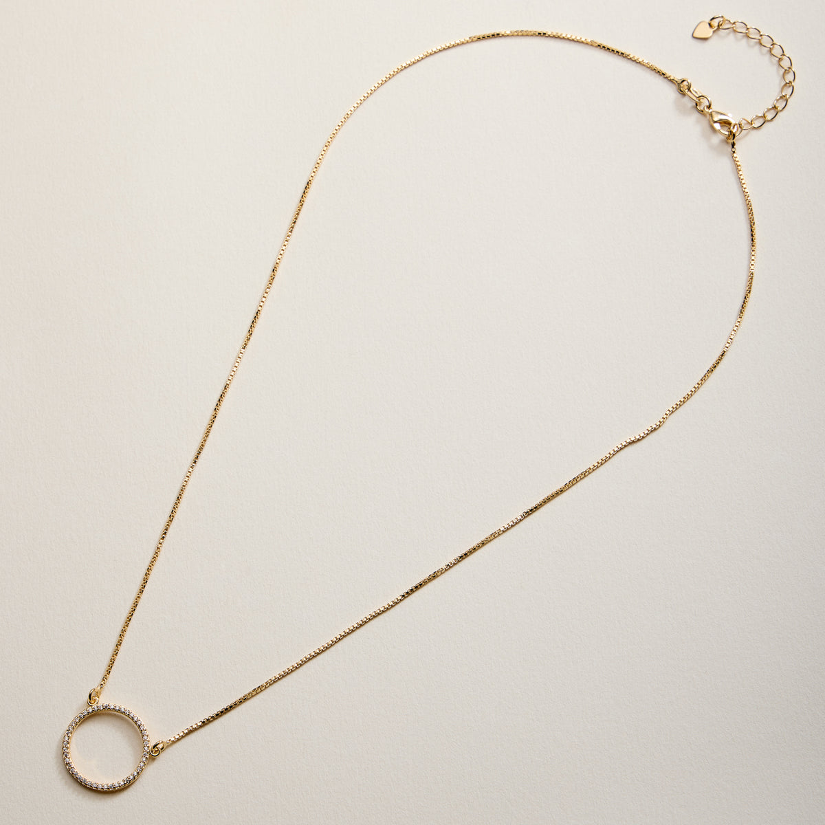 Gold Filled Circle Pendant Necklace with Cubic Zirconia