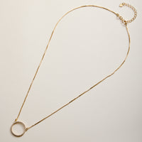 Gold Filled Circle Pendant Necklace with Cubic Zirconia