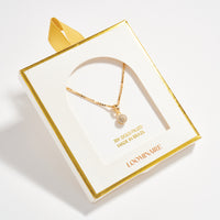 Gold Filled Box Chain Necklace with Crystal Ball Pendant