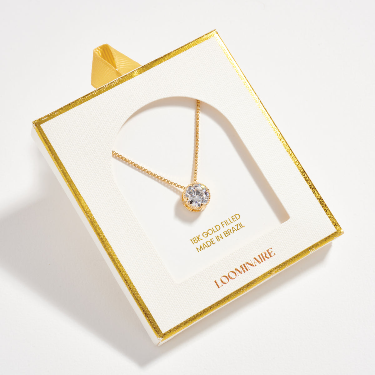 Gold Filled Solitaire Round Cut CZ Pendant Necklace