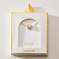 18K Gold Filled CZ Solitaire Necklace
