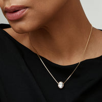 Gold Filled Oval CZ Solitaire Necklace