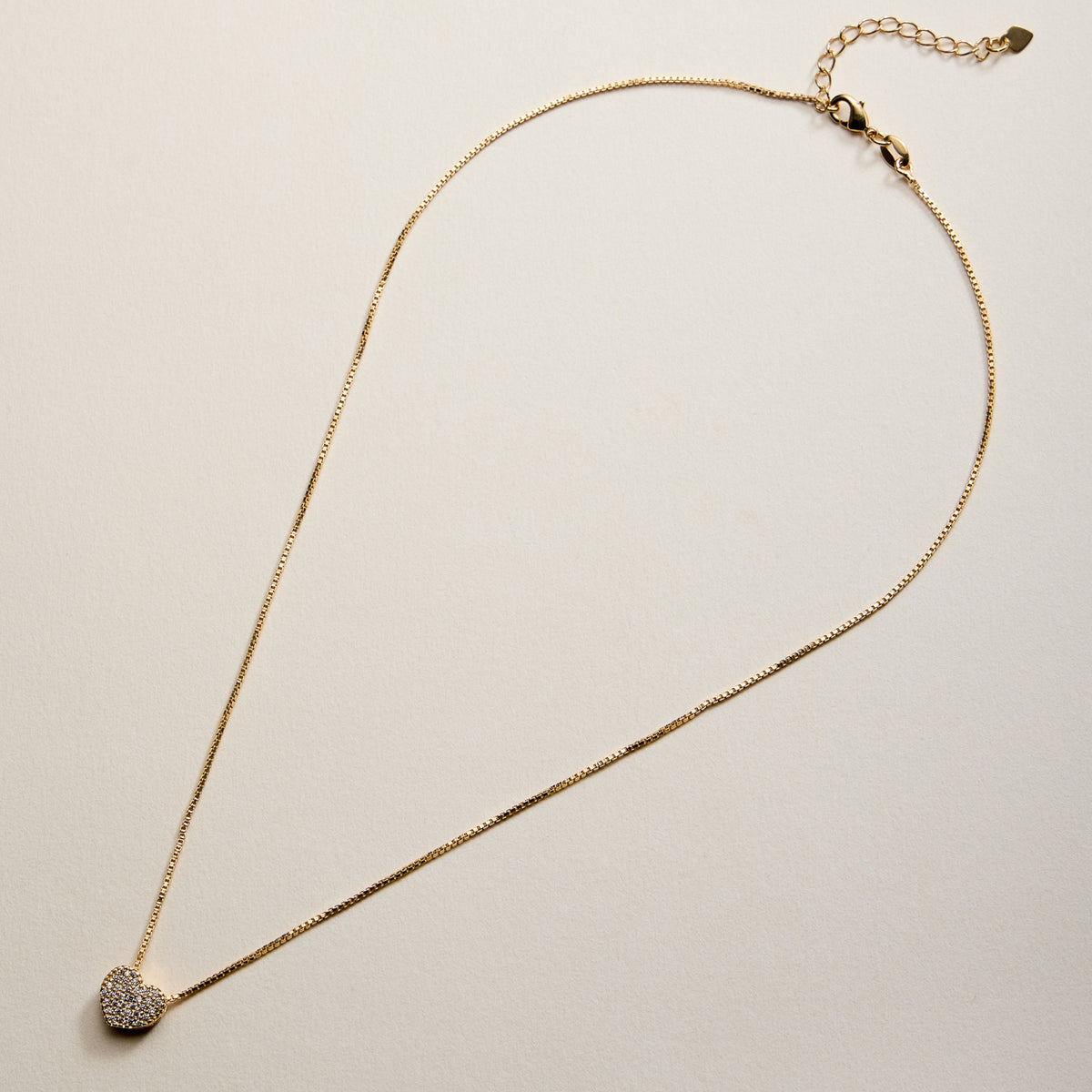 Gold Filled Heart Pendant Necklace with Sparkling Stones