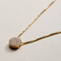 Gold Filled Disc Pendant Necklace with Cubic Zirconia
