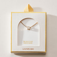 18K Gold Filled CZ in Cube Pendant Necklace