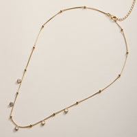 Gold Filled Box Chain with Bezel Charms, Gold Accents Necklace