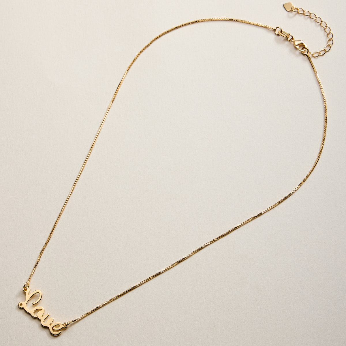 Gold Filled “Love” Necklace – Script Pendant on Dainty Chain