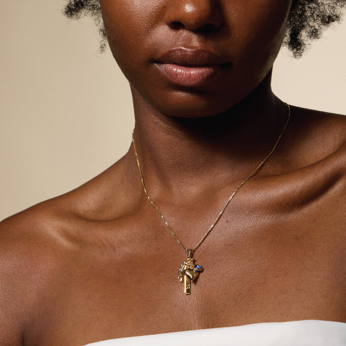 Gold Filled Charm Necklace – Heart, Horseshoe, Evil Eye & Wishbone Pendant