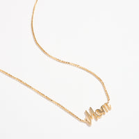 18K Gold Filled “Mom” Necklace – Dainty Script Pendant Chain, Made in Brazil