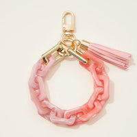 Two Tone Mixed Resin Chain Keychains with Tassel