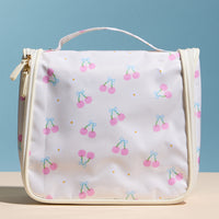 Cherry Print Hanging Toiletry Bag – Travel Makeup Organizer with Handle