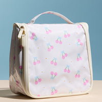 Cherry Print Hanging Toiletry Bag – Travel Makeup Organizer with Handle
