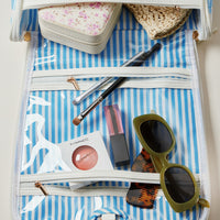 Pink Seashell Print Hanging Toiletry Bag – Travel Makeup Organizer with Handle