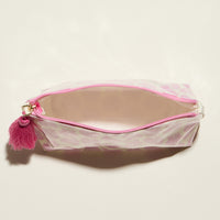 Pink Seashell Print Cosmetic Pouch – Zipper Makeup Bag with Tassel