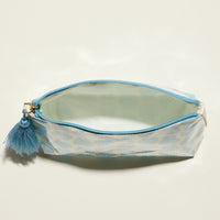 Blue Seashell Print Cosmetic Pouch – Zipper Makeup Bag with Tassel