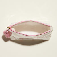 Pink Bow Print Cosmetic Pouch – Zipper Makeup Bag with Tassel