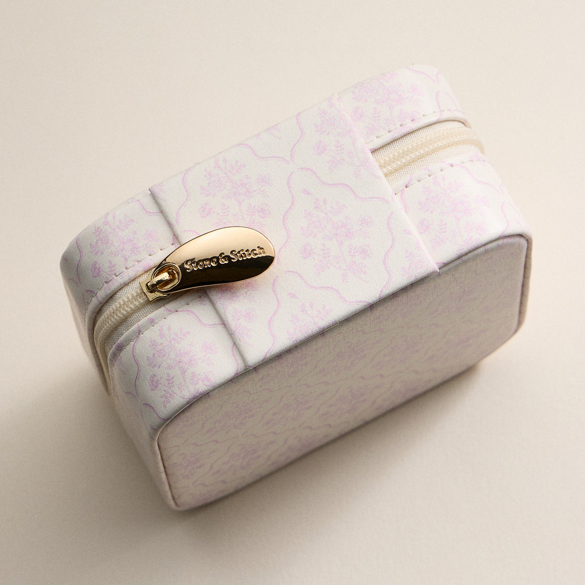 Pink Floral Travel Jewelry Case – Compact Jewelry Organizer with Mirror & Ring Slots