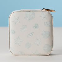 Seashell Print Travel Jewelry Case – Square Zipper Jewelry Organizer