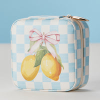 Lemon Gingham Travel Jewelry Box