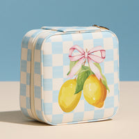 Lemon Gingham Travel Jewelry Box
