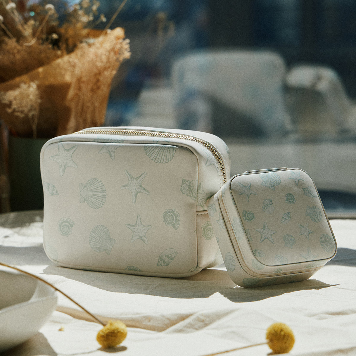 Seashell Print Cosmetic Pouch