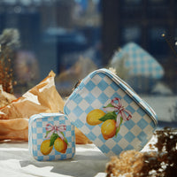 Lemon Gingham Travel Jewelry Box