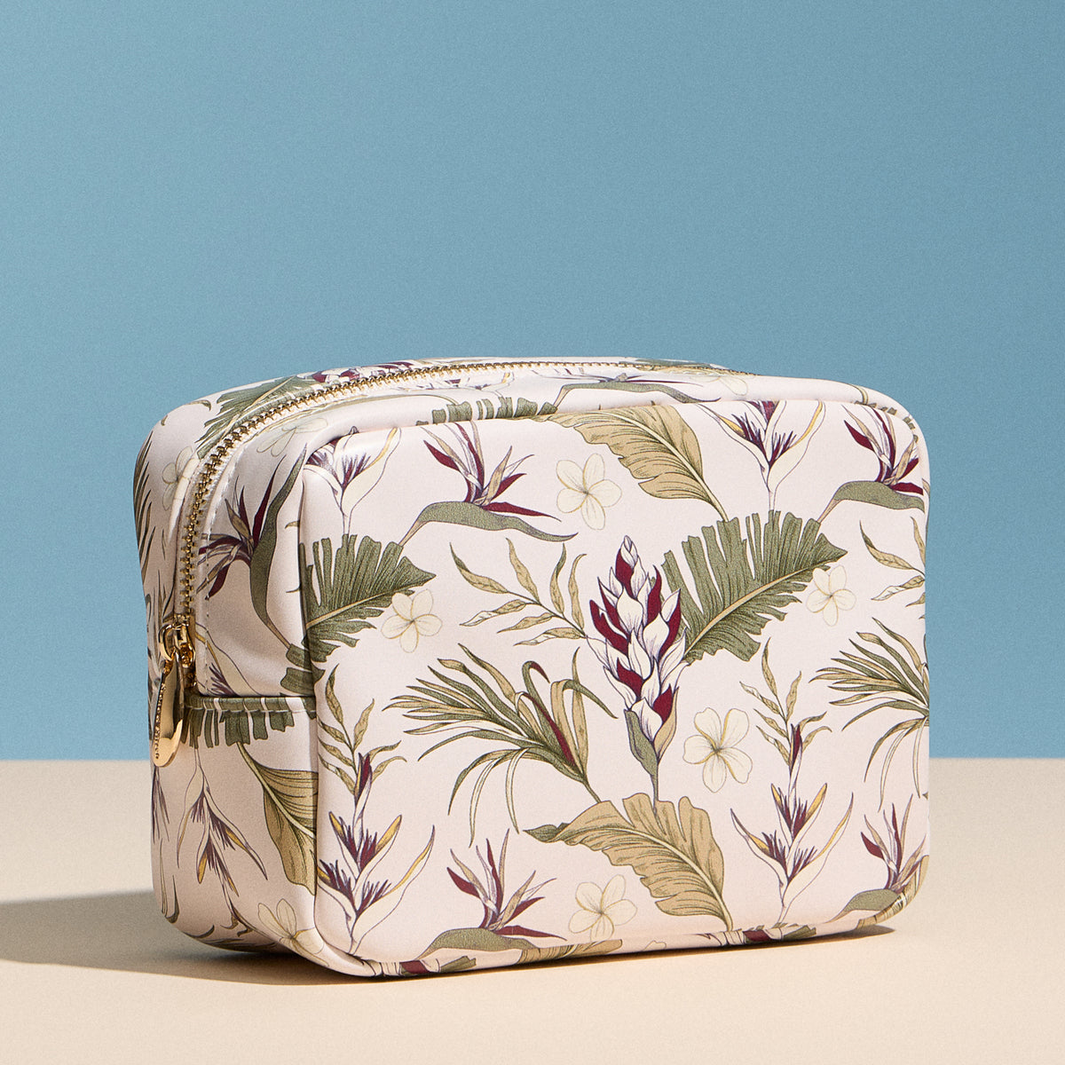 Tropical Floral Cosmetic Pouch – Zip Makeup & Travel Organizer Bag