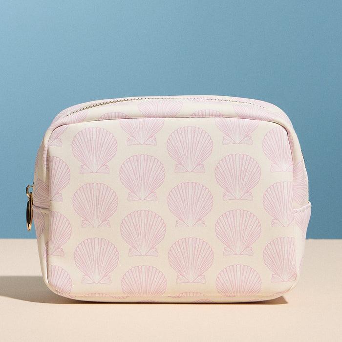 Pink Seashell Print Cosmetic Pouch