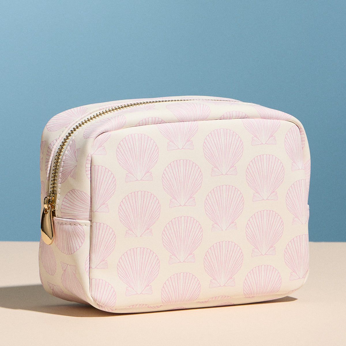 Pink Seashell Print Cosmetic Pouch