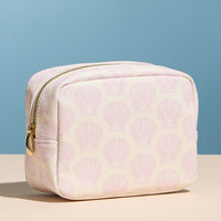 Pink Seashell Print Cosmetic Pouch