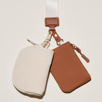Fabric Dual Pouch Wristlet Wallet — Keychain Holder