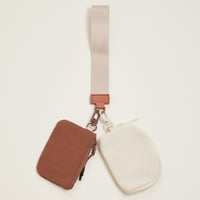 Dual Pouch Wristlet Keychain Wallet – Compact Zipper Coin & Card Holder