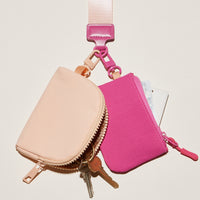 Fabric Dual Pouch Wristlet Wallet — Keychain Holder