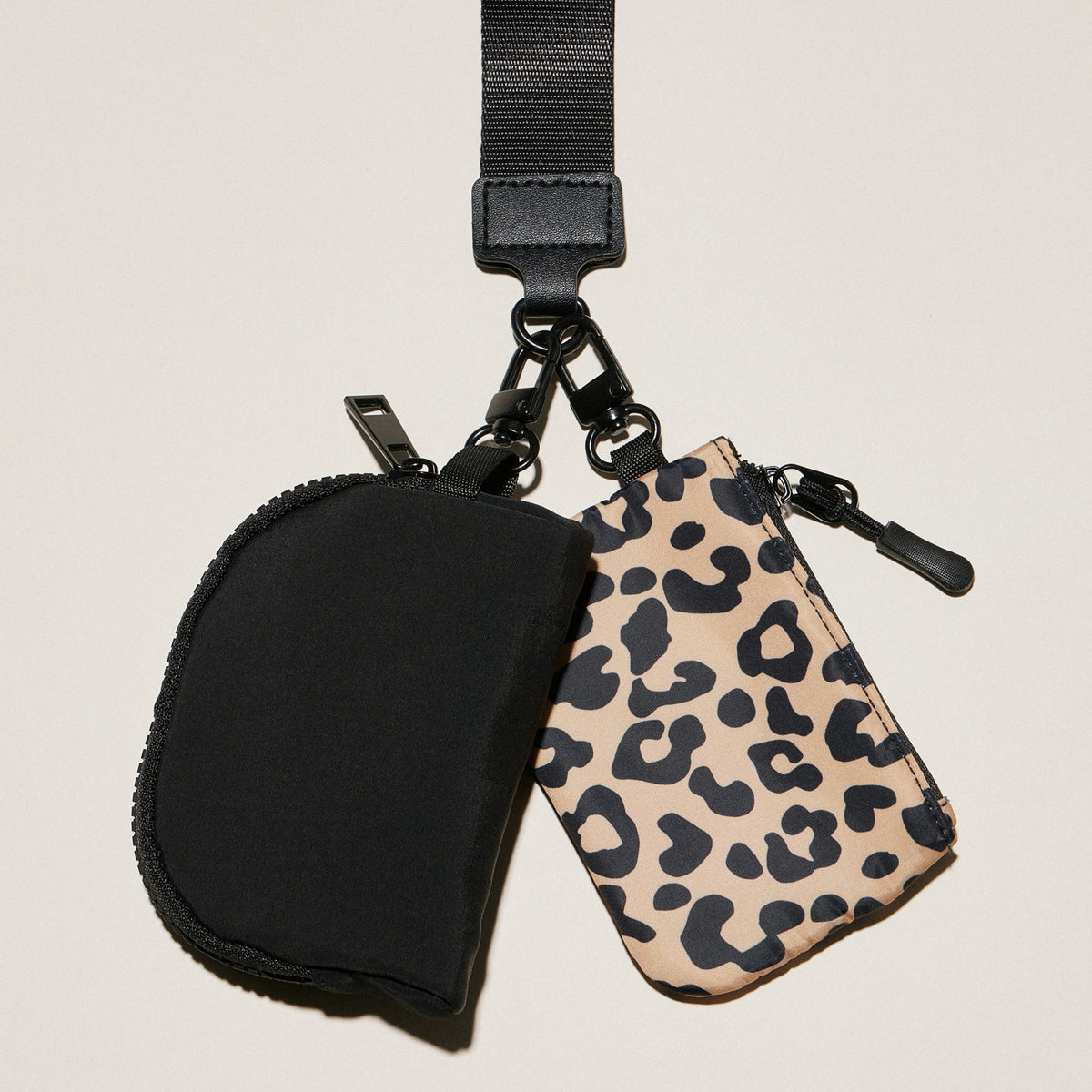 Fabric Dual Pouch Wristlet Wallet — Keychain Holder